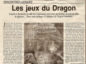 Page de Journal sur le Dragon Libournais