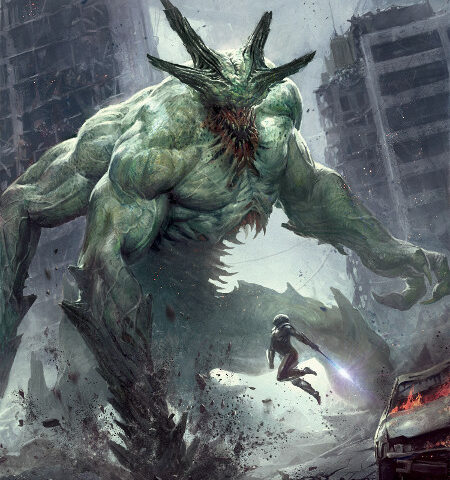 illustration d'un knight affrontant une créature