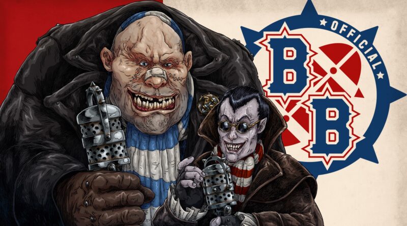 Illustration de deux présentateurs de match de Blood Bowl