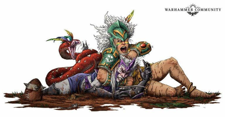Illustration d'une équipe d'amazon pour blood bowl