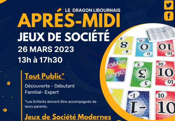 Affiche Après-midi jeu de société du 26 mars 2023