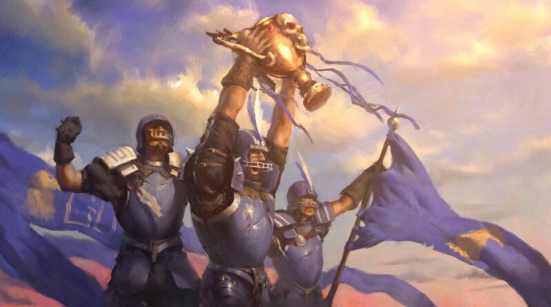 Illustration de joueurs de Blood Bowl brandissant une coupe !